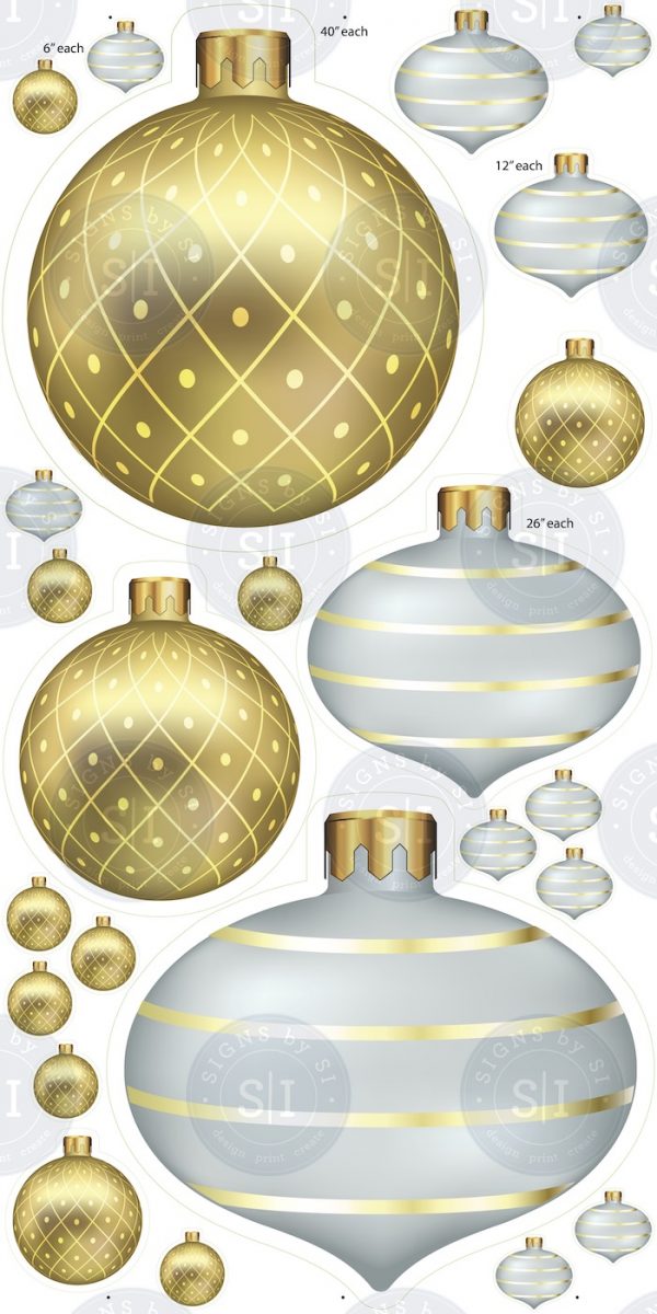 Gold & Silver Glam Jumbo Christmas Ornaments 10 Pieces Signs by SI