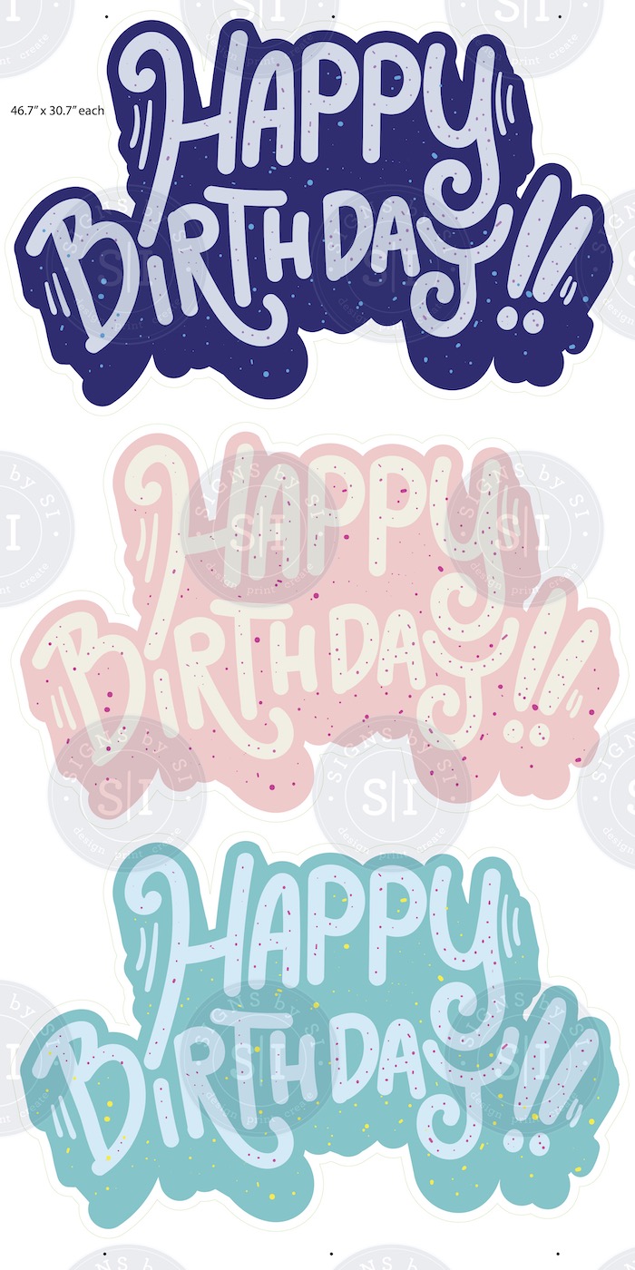 Set of 3 Happy Birthday Simple Stacks- 3 Pieces - Signs by SI