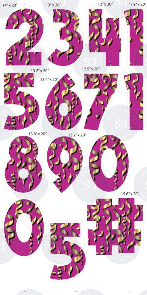 Groovy Fuschia Numbers- 16 Pieces - Signs by SI