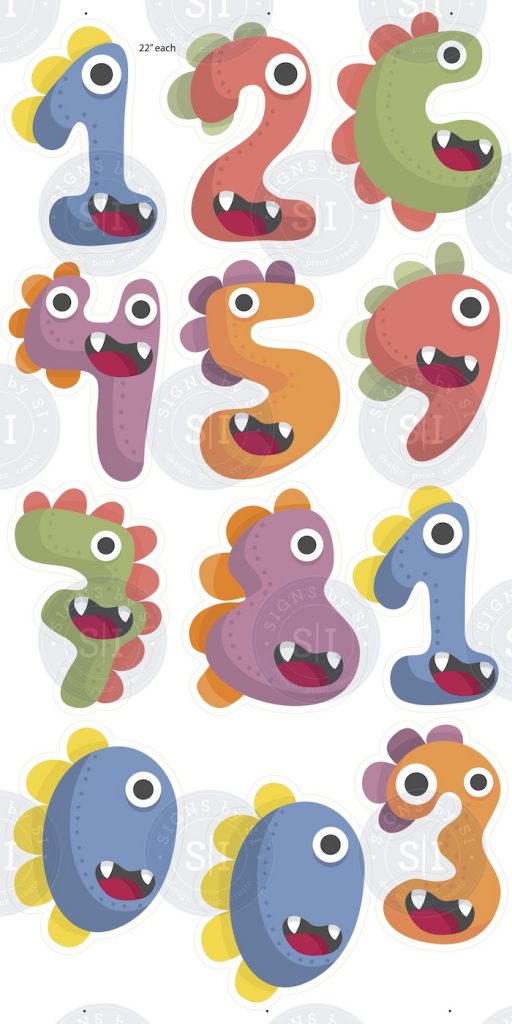 Dinosaur Numbers - 12 Pieces - Signs by SI