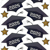 2025 Black and Gold Glitter Graduation Caps - 10 pieces
