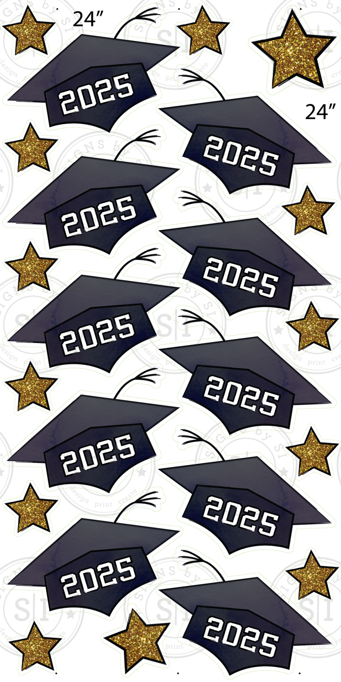 2025 Black and Gold Glitter Graduation Caps - 10 pieces - Image 2