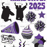Purple, Silver, Black, White Graduation Smart Set - 24 Pieces