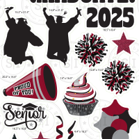 Maroon Burgundy & Black Graduation Smart Set - 24 Pieces