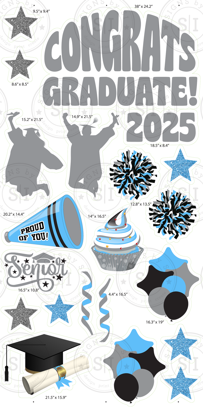 Powder Blue & Light Grey Graduation Smart Set - 24 pieces - Image 2