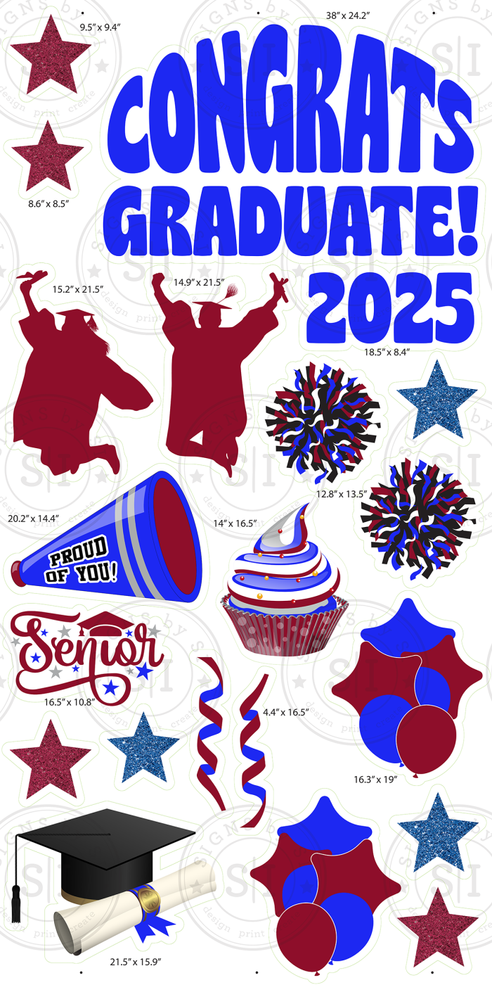 Maroon & Blue Graduation Smart Set - 24 Pieces - Image 2
