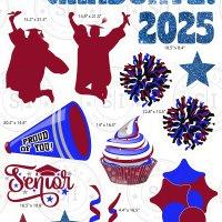 Maroon & Blue Glitter Graduation Smart Set - 24 pieces