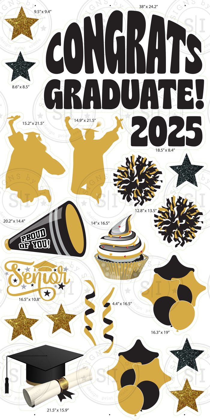 Black & Gold Graduation Smart Set - 24 Pieces - Image 2