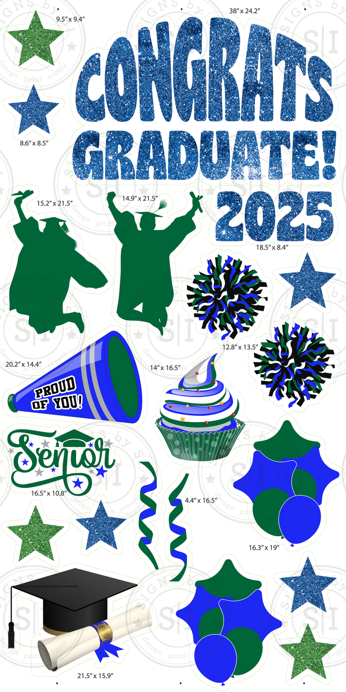 Blue Glitter & Green Graduation Smart Set - 24 pieces - Image 2