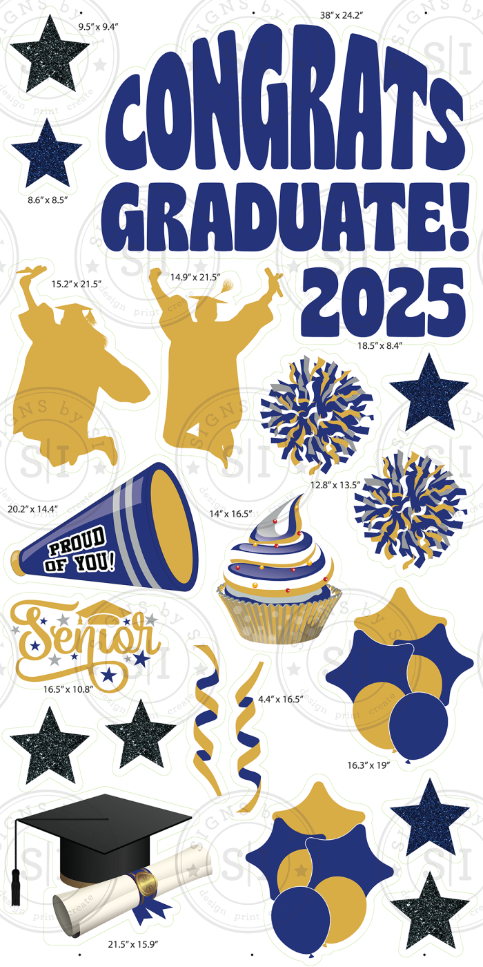 Navy Blue & Gold Graduation Smart Set - 24 Pieces - Image 2