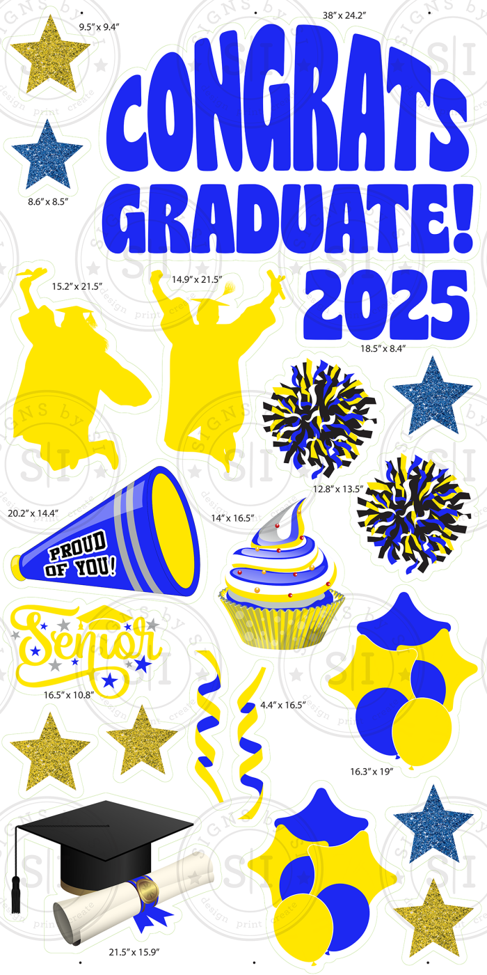 Yellow & Blue Glitter Graduation Smart Set - 24 Pieces - Image 2