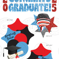 Powder Blue & Red Glitter Graduation Smart Set - 5 Pieces