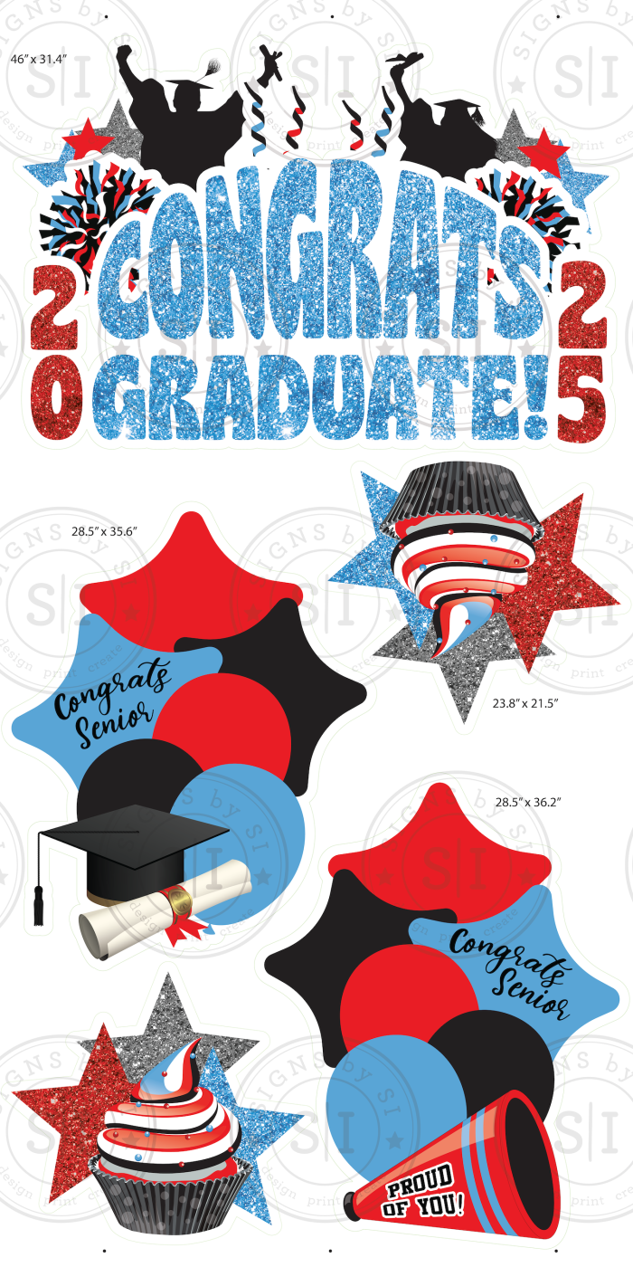 Powder Blue & Red Glitter Graduation Smart Set - 5 Pieces - Image 2