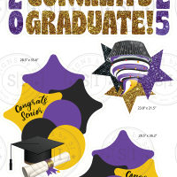 Purple & Gold Glitter Graduation Smart Set - 5 Pieces