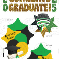 Kelly Green & Gold Glitter Graduation Smart Set - 5 Pieces