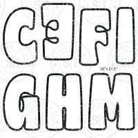 Groovy White with Black Glitter Outline Alphabet 22" - 39 Pieces