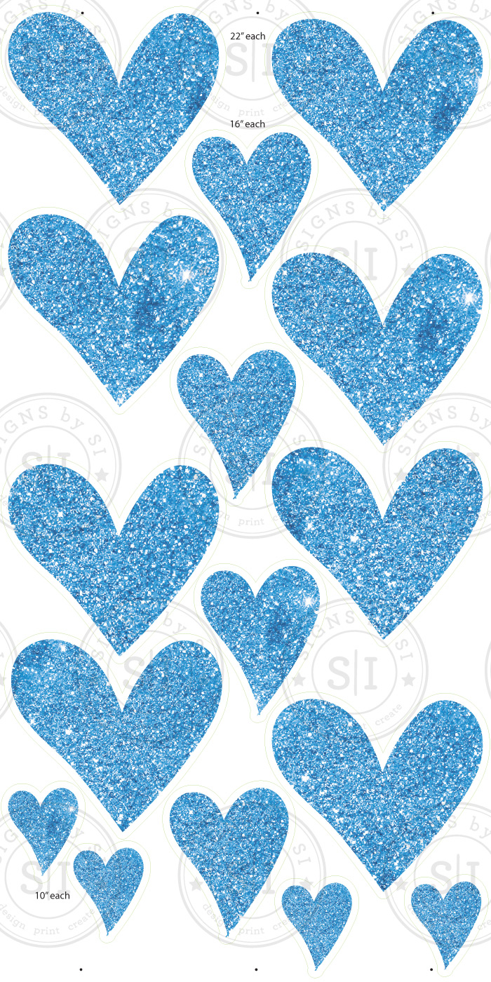 blue glitter hearts