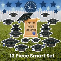 Black Glitter Graduation Caps Smart Set - 13 pieces - Image 2