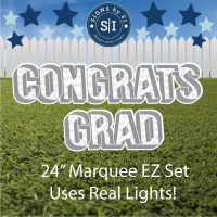 Congrats Grad 24" White 3D Marquee EZ Set with Real LED Bulbs - 5 Pieces - Image 2