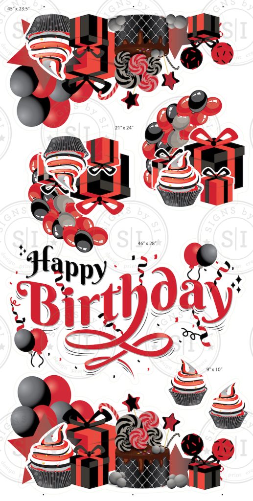 Happy Birthday Red and Black Smart Set - 7 Pieces - Signs by SI