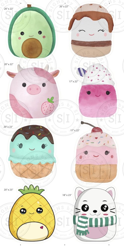 Squishmallows Graphic Set- 8 Pieces - Signs By Si