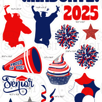 Blue & Red Glitter Graduation Smart Set - 24 Pieces
