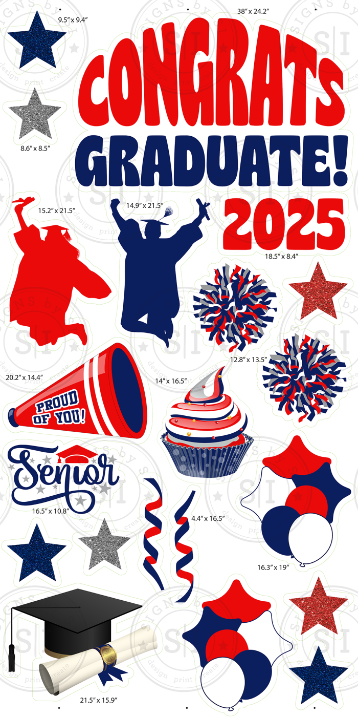 Blue & Red Glitter Graduation Smart Set - 24 Pieces - Image 2