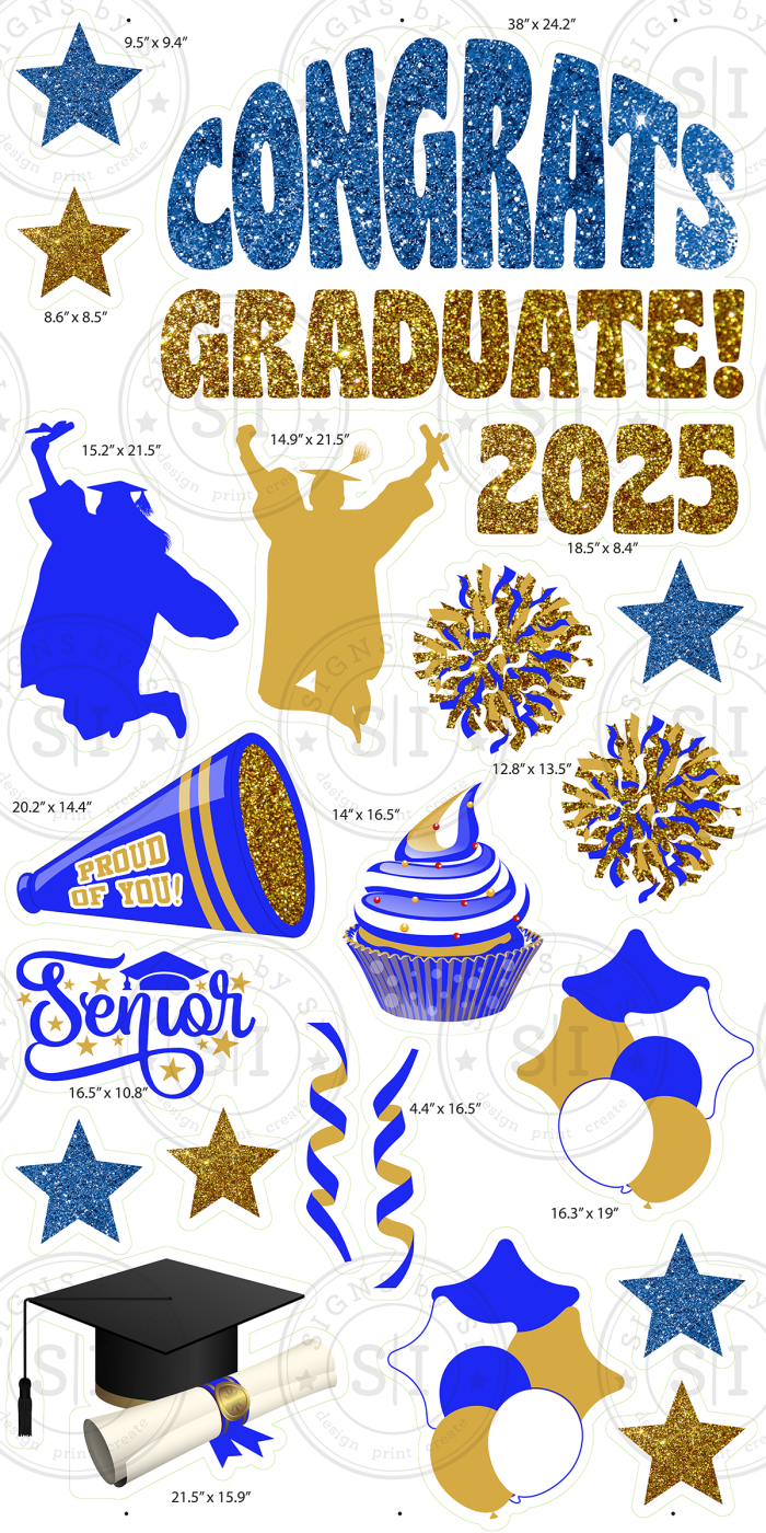Royal Blue & Gold Glitter Graduation Smart Set - 24 pieces - Image 2