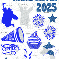 Blue & Silver Graduation Smart Set- Blue & Silver Glitter - 20 pieces