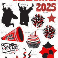 Red & Black Graduation Smart Set- Red Glitter & Silver Glitter - 20 pieces
