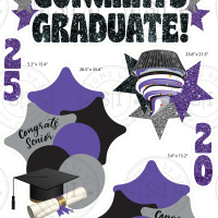 Purple & Black Glitter Graduation Smart Set - 7 Pieces