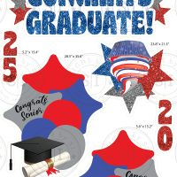 Red & Blue Glitter Graduation Smart Set - 7 Pieces