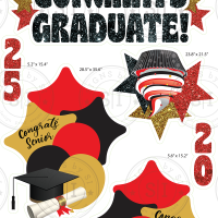 Red, Gold & Black Glitter Graduation Smart Set - 7 Pieces