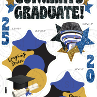 Blue, Gold & Black Glitter Graduation Smart Set - 7 Pieces