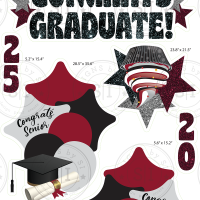 Burgundy & Black Glitter Graduation Smart Set - 7 Pieces