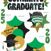 Kelly Green, Gold & Black Glitter Graduation Smart Set - 7 Pieces