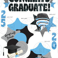 Powder Blue & Black Glitter Graduation Smart Set - 7 Pieces