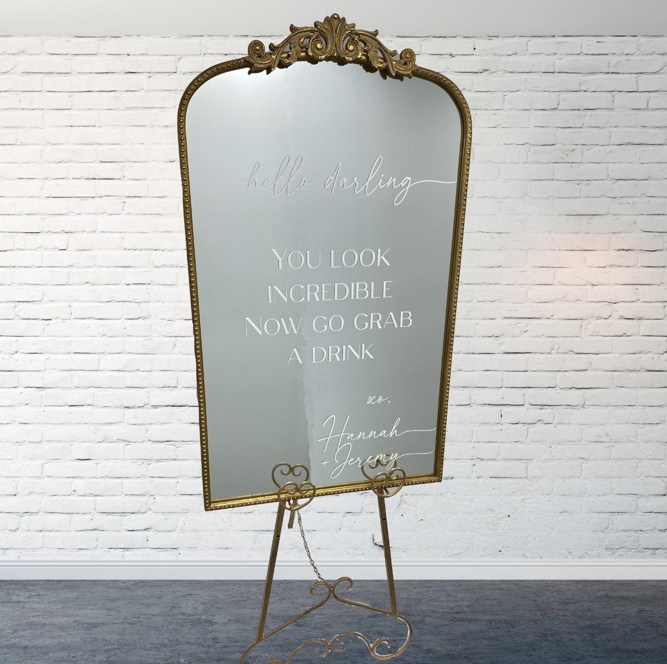 Gold Mirror Welcome Sign - PSR Events
