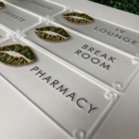 Acrylic Sign for Business or Special Event with Gold Mirror 3D Logo - Image 5