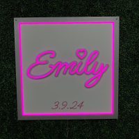 Custom Acrylic Layered + Neon Accent Sign In Board for Events, Wedding, Bar/Bat Mitzvahs