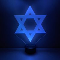 Jewish Star LED Acrylic Light Up Display Centerpiece - Chanukkah Holiday Gift | Bar Bat Mitzvah Decor