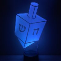 Hanukkah Dreidel LED Acrylic Light Up Display Centerpiece - Chanukkah Holiday Gift