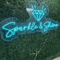 Sparkle and Shine with Diamond Acrylic Neon Sign | Birthday Party Neon Sign | Wedding Neon Sign | Sweet 16 Neon Sign | Bar Bat Mitzvah Business Neon Sign - Image 2