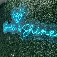 Sparkle and Shine with Diamond Acrylic Neon Sign | Birthday Party Neon Sign | Wedding Neon Sign | Sweet 16 Neon Sign | Bar Bat Mitzvah Business Neon Sign - Image 5