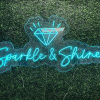 Sparkle and Shine with Diamond Acrylic Neon Sign | Birthday Party Neon Sign | Wedding Neon Sign | Sweet 16 Neon Sign | Bar Bat Mitzvah Business Neon Sign - Image 4