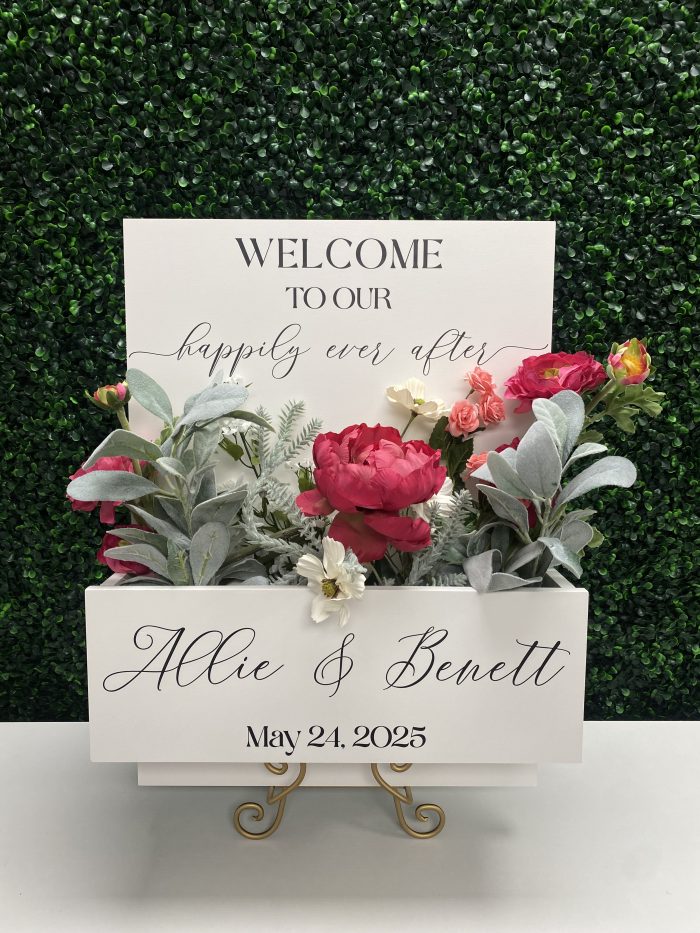 Flower Box Sign - Weddings, Bar Bat Mitzvah, Engagement Party, Celebrations