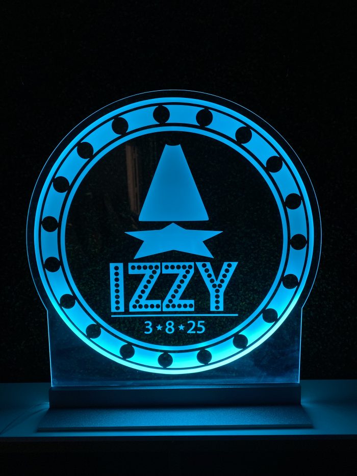 Custom Made LED Acrylic Light Up Display Sign in Board or Centerpieces - Create Your Own With Photo, Text, Logo or Design - Sweet 16, Birthday, Bar/Bat Mitzvah, Weddings, Graduation