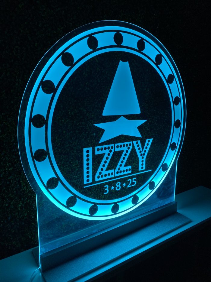 Custom Made LED Acrylic Light Up Display Sign in Board or Centerpieces - Create Your Own With Photo, Text, Logo or Design - Sweet 16, Birthday, Bar/Bat Mitzvah, Weddings, Graduation - Image 2