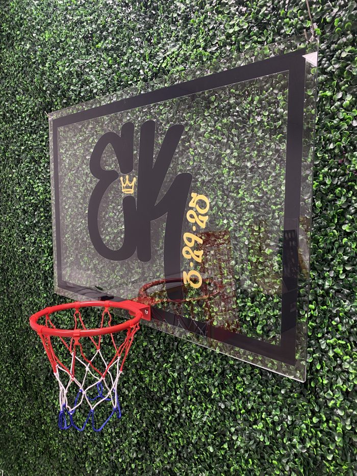 Basketball Theme with Hoop Acrylic Layered + Neon Accent Sign In Board for Events, Wedding, Bar/Bat Mitzvahs - Image 2