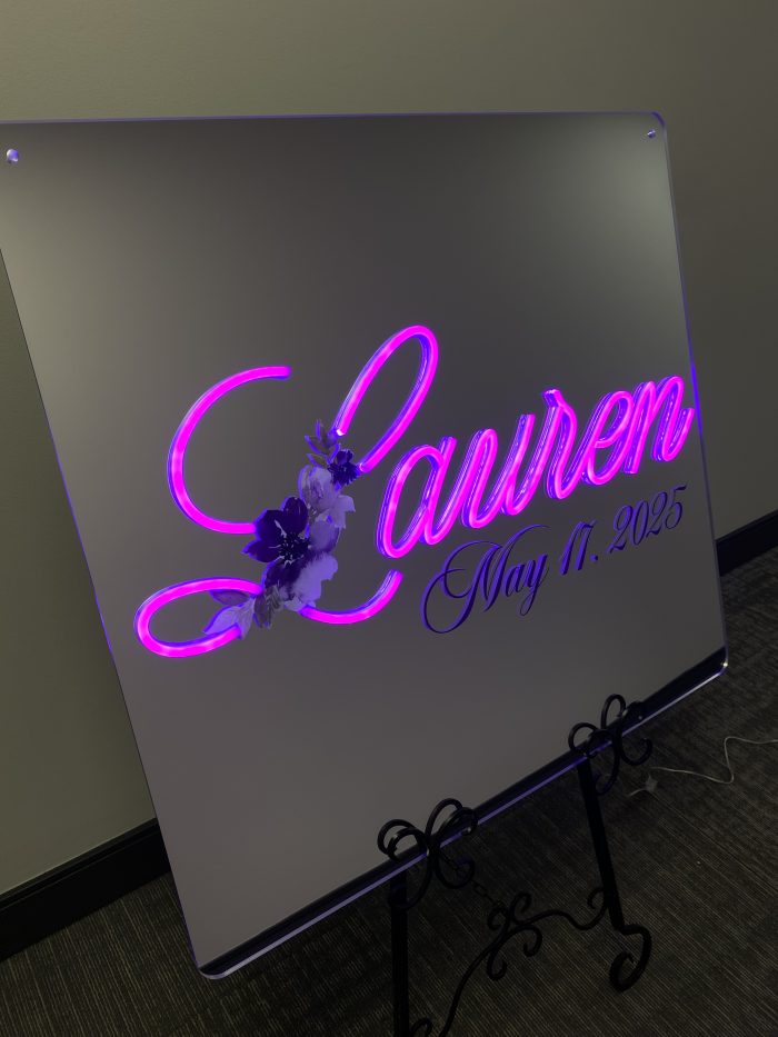 Custom Mirrored Acrylic  + Neon Accent Sign In Board for Events, Wedding, Bar/Bat Mitzvahs